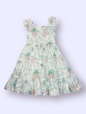 Janie and Jack Mint and Pink Floral Ruffle Dress